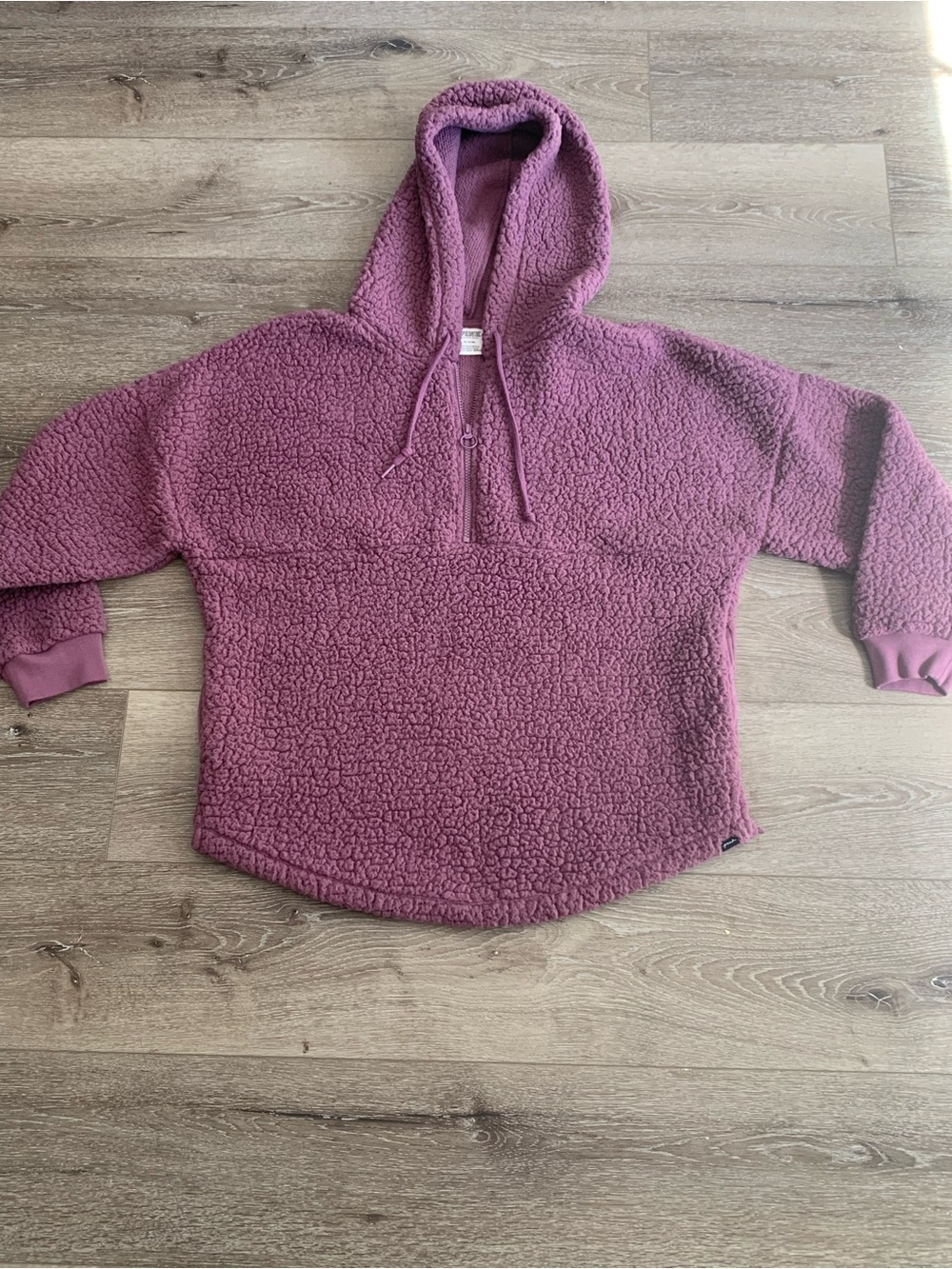 Victoria's Secret PINK Purple Sherpa Quarter-Zip Pullover Hoodie Size M
